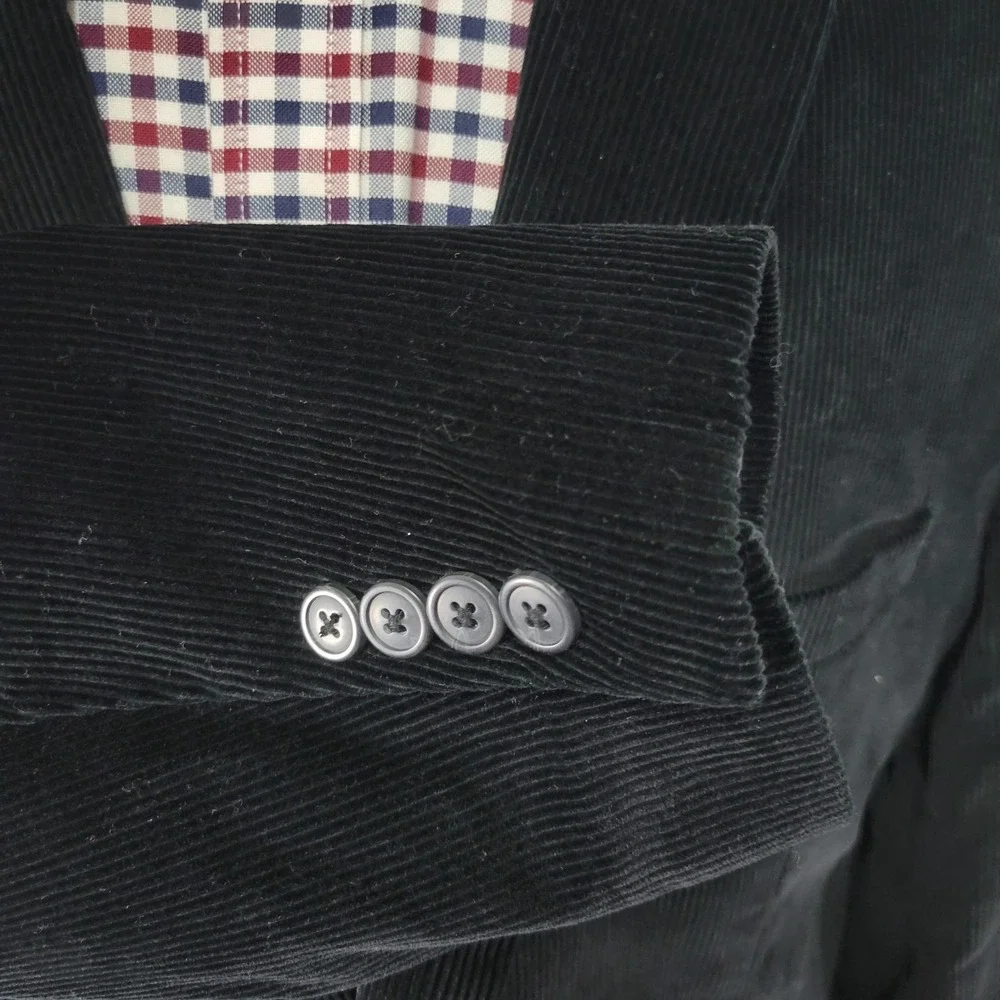 Saddlebred Men's Sport Coat Blazer‎ Two Button Black Corduroy Cotton Size 48L